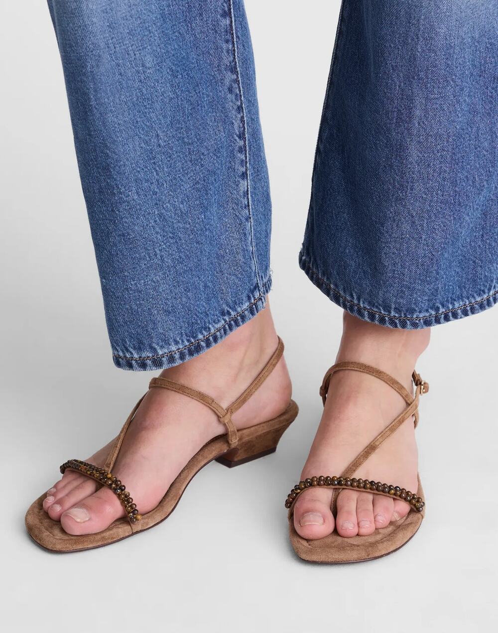 Madewell Womens The Maycie Asymmetric T-Strap Sandal Aged Cognac Size 7.5 NWOB